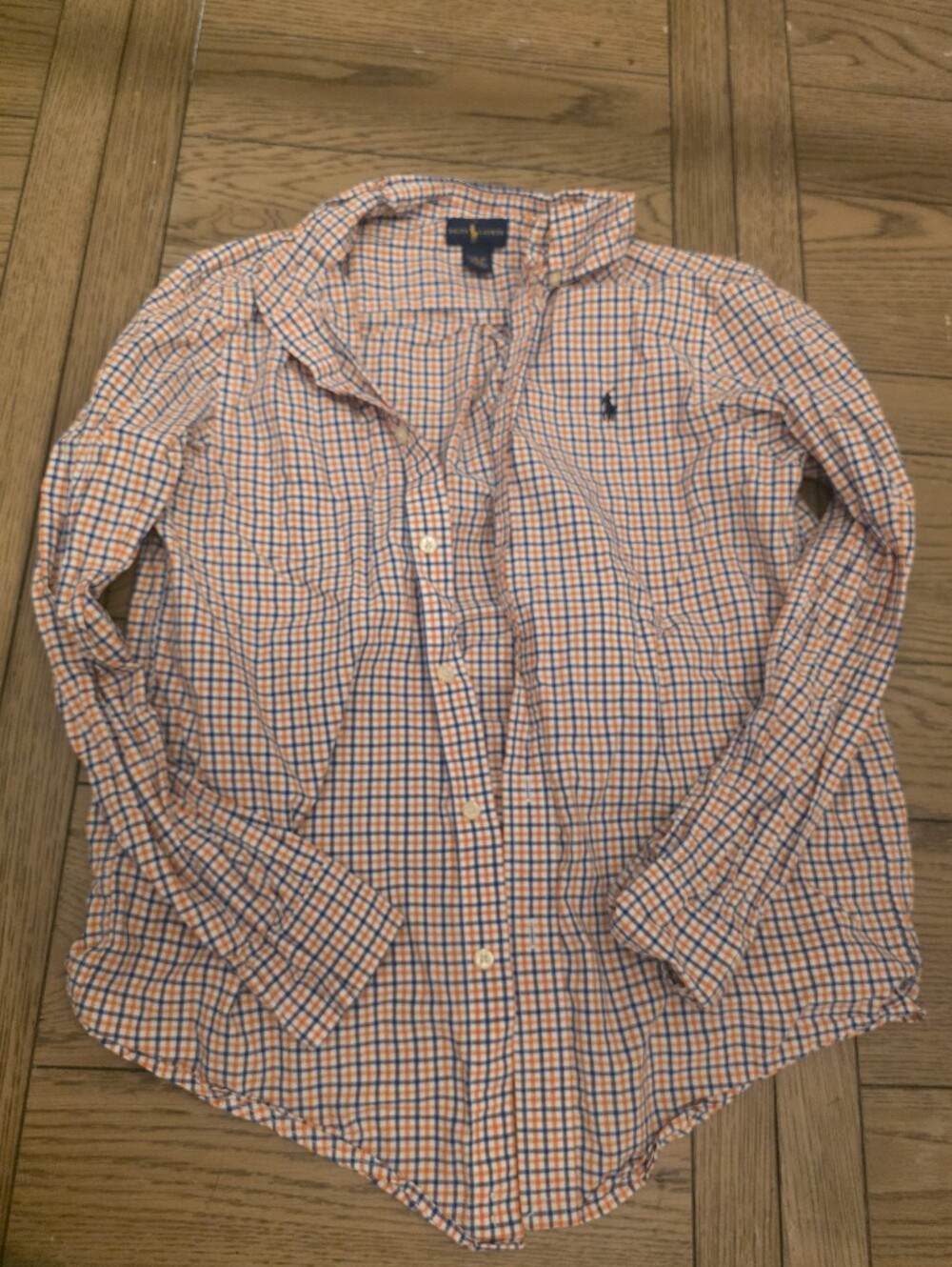 Polo by Ralph Lauren Orange and Blue Checked Button-Down Shirt